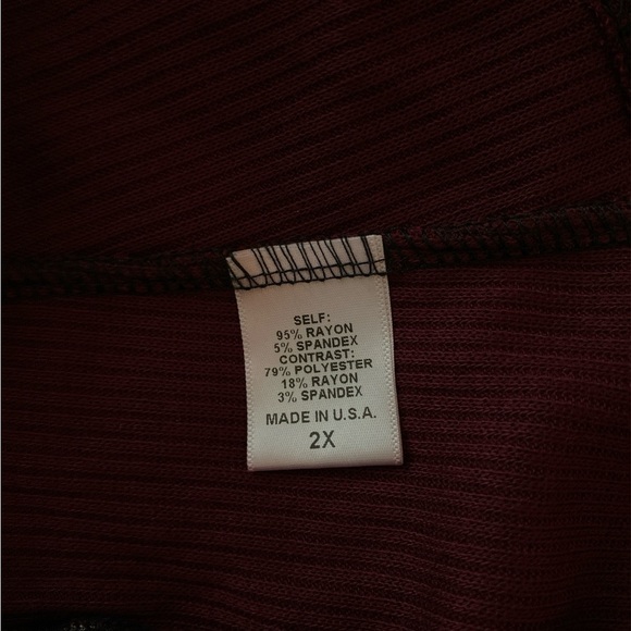 Bobeau tunic, black & brown print with maroon ribbed fabric on the sides.2X boho - Picture 2 of 6